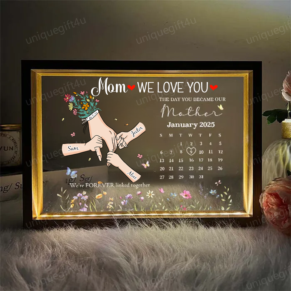 Family Love Blooms Forever – Personalized Mum We Love You Led Light Frame