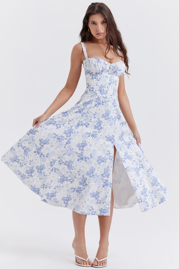 Carmen Floral Print Bustier Sundress