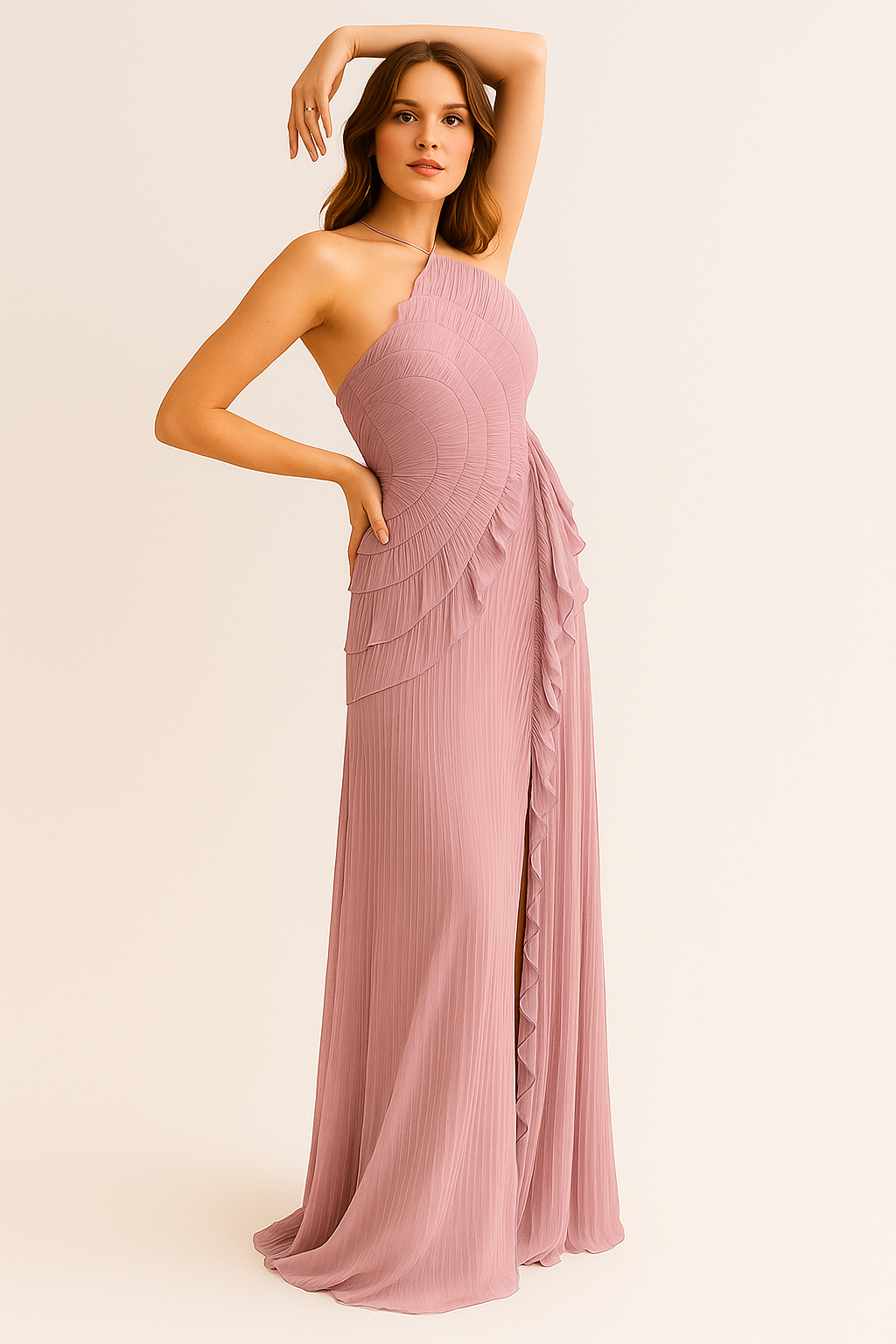 Amara Halter Dress - Dusty Mauve Purple