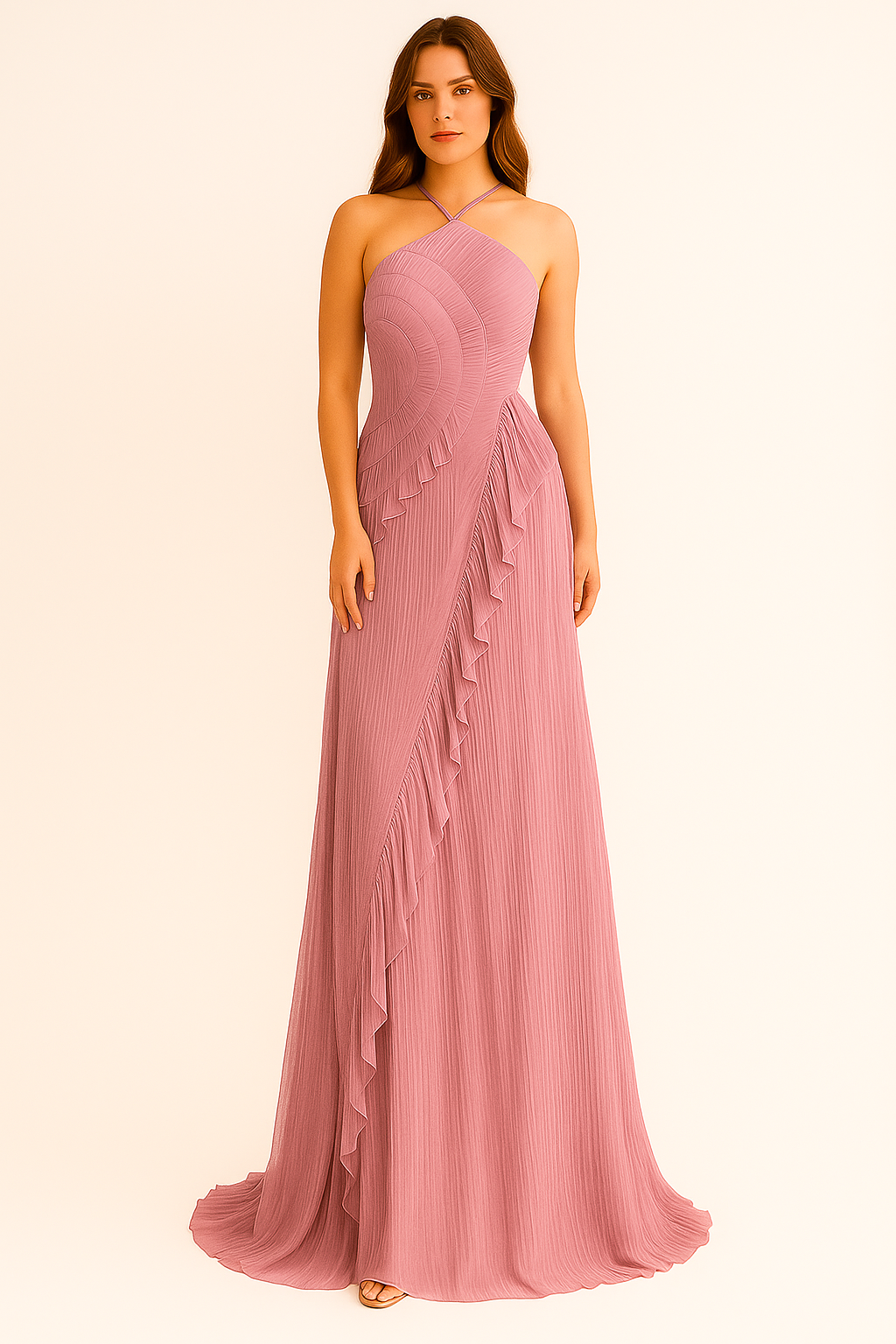 Amara Halter Dress - Dusty Mauve Purple