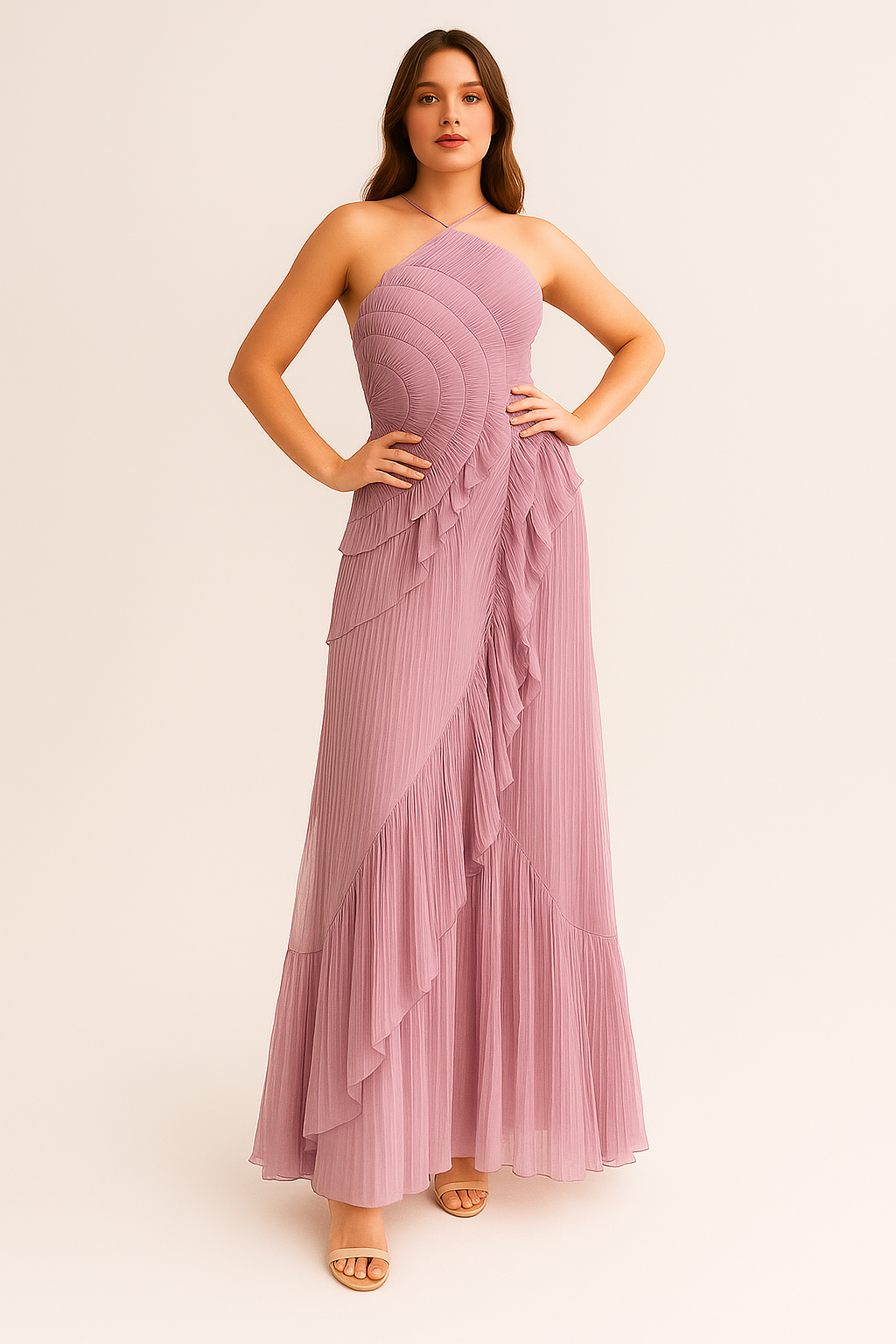 Amara Halter Dress - Dusty Mauve Purple