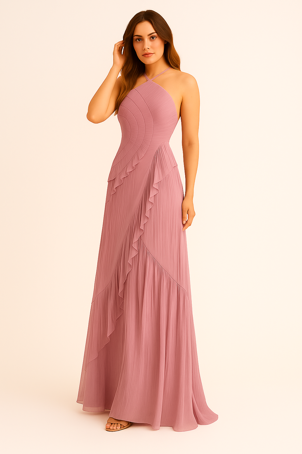 Amara Halter Dress - Dusty Mauve Purple