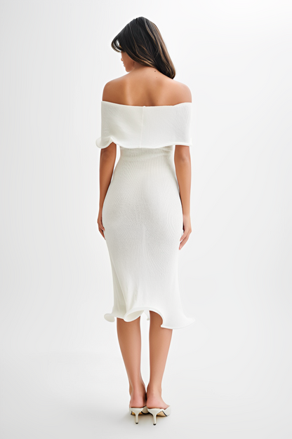 Molly Off Shoulder Midi Dress - Ivory