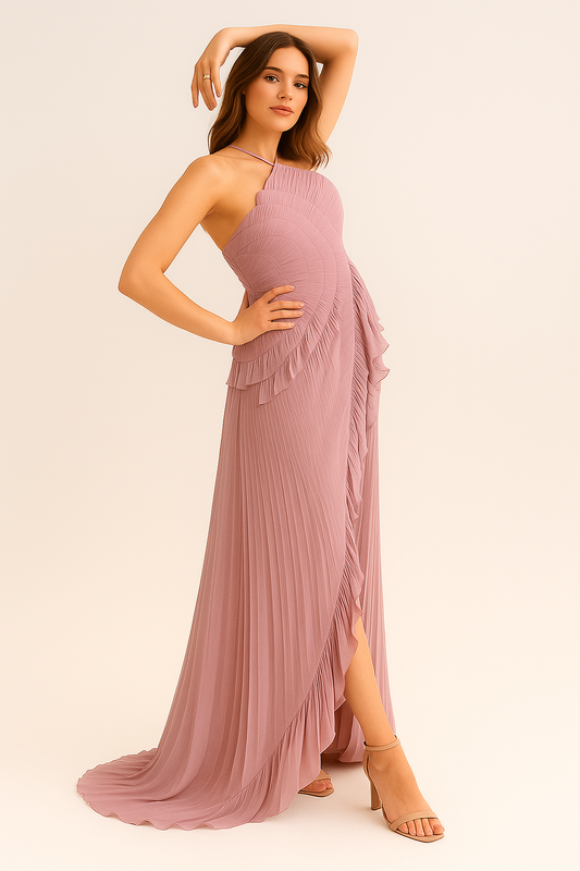 Amara Halter Dress - Dusty Mauve Purple