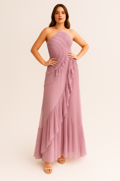 Amara Halter Dress - Dusty Mauve Purple